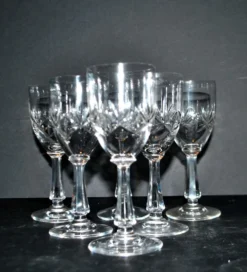 Saint-Louis lot de 6 verres à pied en cristal taillé palmettes 1900 H11.5