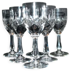 Saint-Louis lot de 6 verres à pied en cristal taillé palmettes 1900 H11.5
