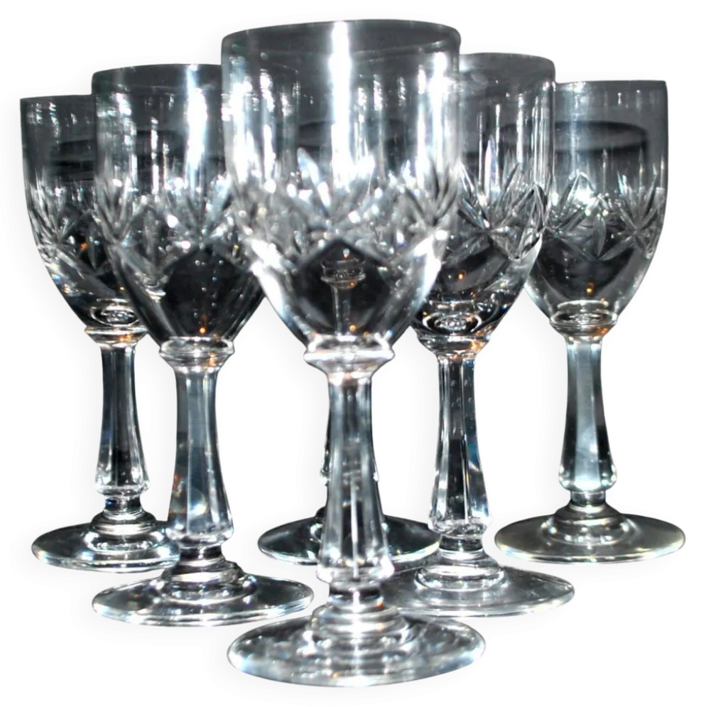 Saint-Louis lot de 6 verres à pied en cristal taillé palmettes 1900 H11.5
