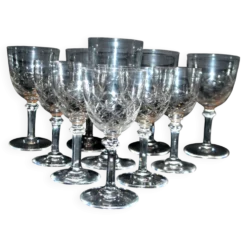 SAINT-LOUIS 10 verres à pied en cristal taillé MASSENET Taille 75