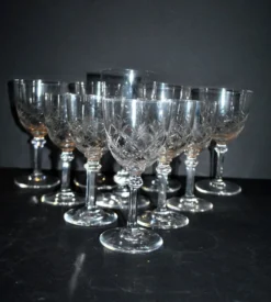 SAINT-LOUIS 10 verres à pied en cristal taillé MASSENET Taille 75