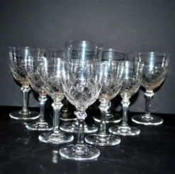 SAINT-LOUIS 10 verres à pied en cristal taillé MASSENET Taille 75