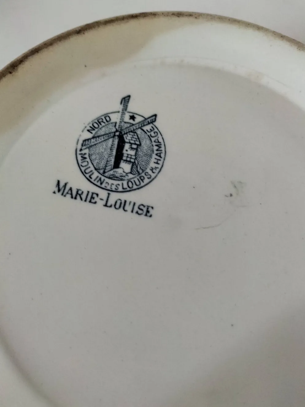 Saladier ancien Moulin des Loups décor Marie-Louise bleu