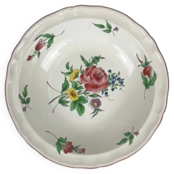 Saladier avec rebord modèle Réverbère par KG Lunéville, motif rose