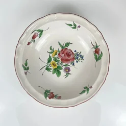 Saladier avec rebord modèle Réverbère par KG Lunéville, motif rose