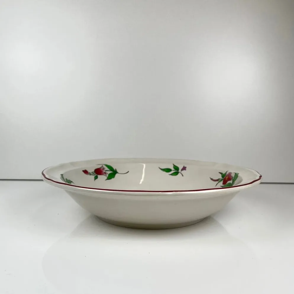 Saladier avec rebord modèle Réverbère par KG Lunéville, motif rose