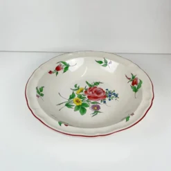Saladier avec rebord modèle Réverbère par KG Lunéville, motif rose