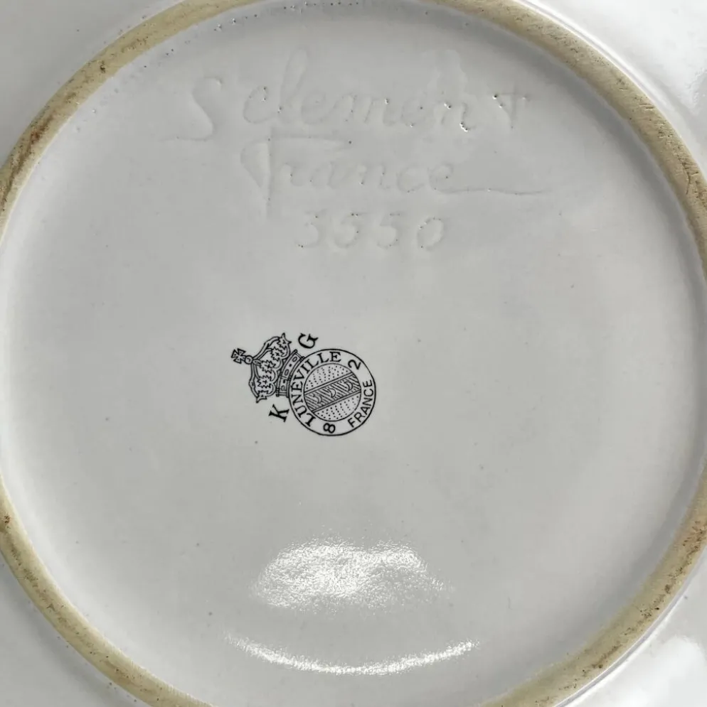 Saladier carré, modèle réverbère par KG Lunéville, motif rose