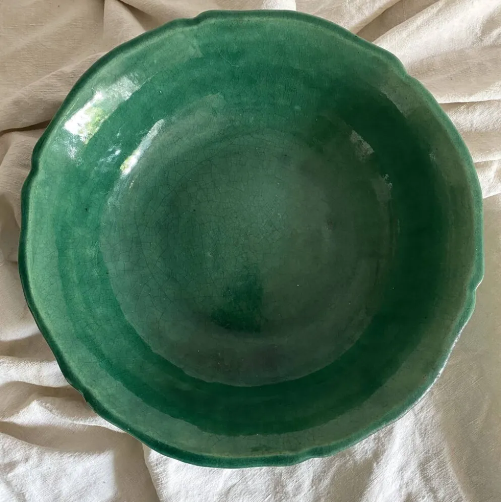 Saladier, coupe à fruits en céramique verte