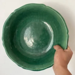 Saladier, coupe à fruits en céramique verte