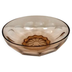 Saladier des années 50 en verre moulé rose poudré