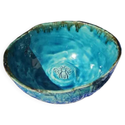 Saladier en céramique fait main bleu oriental
