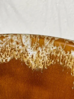 Saladier en céramique à glaçure coulures beige 1970 poterie a