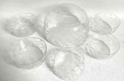 Saladier et 5 coupes cristal ciselé Années 50
