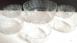 Saladier et 5 coupes cristal ciselé Années 50