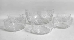 Saladier et 5 coupes cristal ciselé Années 50