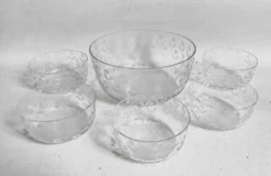 Saladier et 5 coupes cristal ciselé Années 50