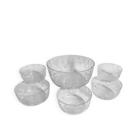 Saladier et 5 coupes cristal ciselé Années 50