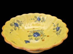 Saladier festonné vintage en faïence de Martres-Tolosane – Décor Rose Bleue