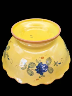 Saladier festonné vintage en faïence de Martres-Tolosane – Décor Rose Bleue