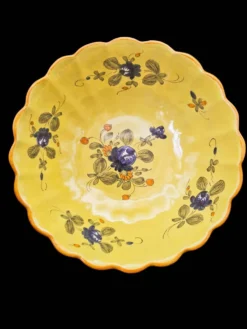 Saladier festonné vintage en faïence de Martres-Tolosane – Décor Rose Bleue