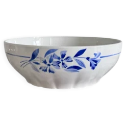 Saladier fleuri en faïence HBCM Montereau