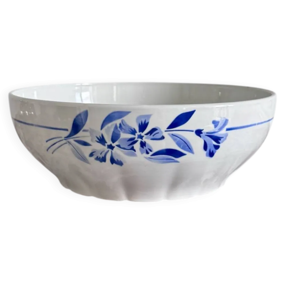 Saladier fleuri en faïence HBCM Montereau