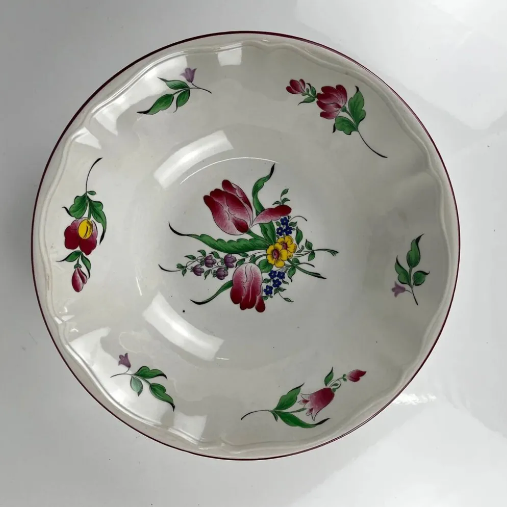 Saladier MM, modèle réverbère par KG Lunéville, motif tulipe