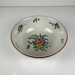 Saladier PM, modèle Réverbère par KG Lunéville, motif rose, extérieur travaillé