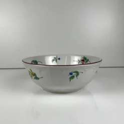 Saladier PM, modèle Réverbère par KG Lunéville, motif rose, extérieur travaillé