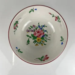 Saladier PM, modèle Réverbère par KG Lunéville, motif rose, extérieur travaillé