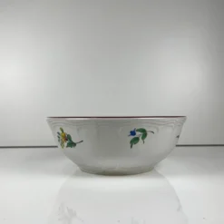 Saladier PM, modèle Réverbère par KG Lunéville, motif rose, extérieur travaillé