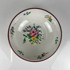 Saladier PM, modèle Réverbère par KG Lunéville, motif rose