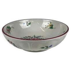 Saladier PM, modèle Réverbère par KG Lunéville, motif rose