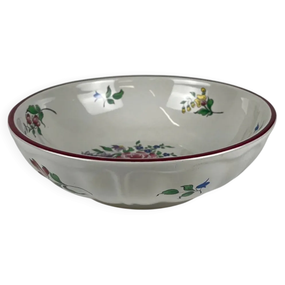 Saladier PM, modèle Réverbère par KG Lunéville, motif rose