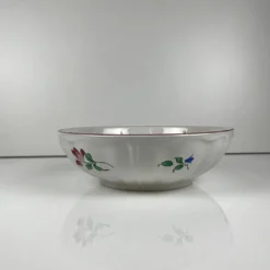 Saladier PM, modèle Réverbère par KG Lunéville, motif rose