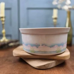 Saladier porcelaine de Sologne décor Camargue oiseaux vintage 23 cm