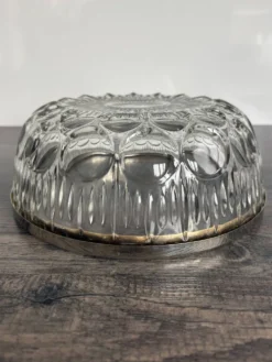 Saladier vintage en cristal moulé et métal argenté