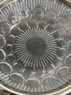 Saladier vintage en cristal moulé et métal argenté