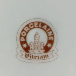 Saladier vintage, porcelaine Vitriam France, Phoenix sur une branche fleuri
