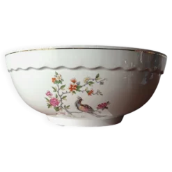 Saladier vintage, porcelaine Vitriam France, Phoenix sur une branche fleuri
