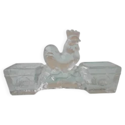 Saleron salière et poivrier en verre coq