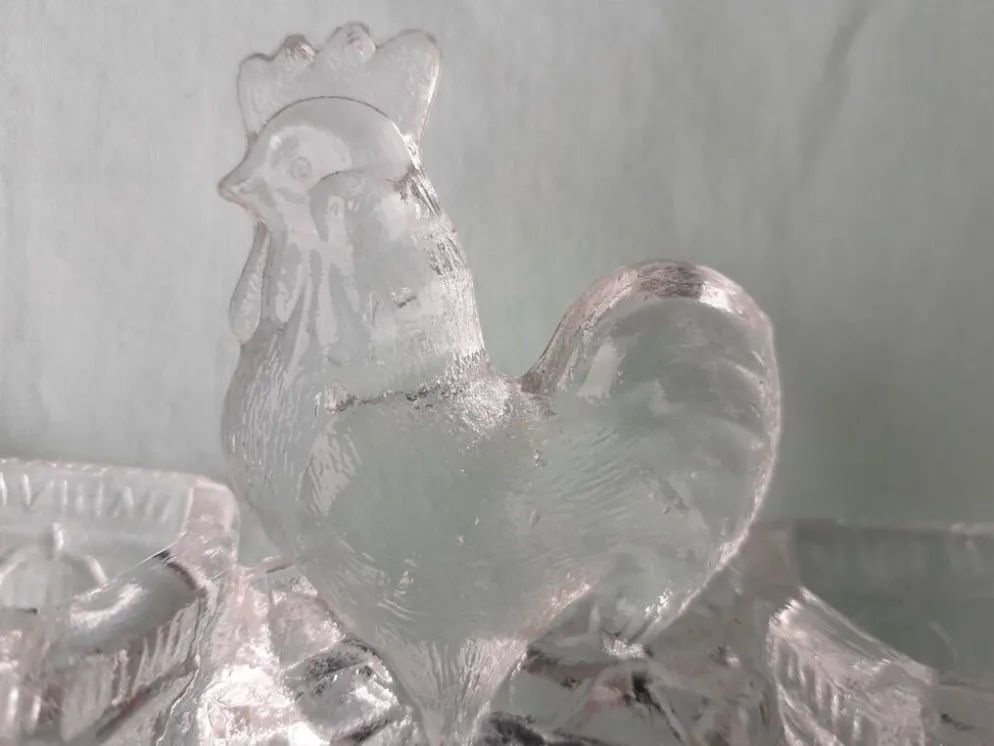 Saleron salière et poivrier en verre coq