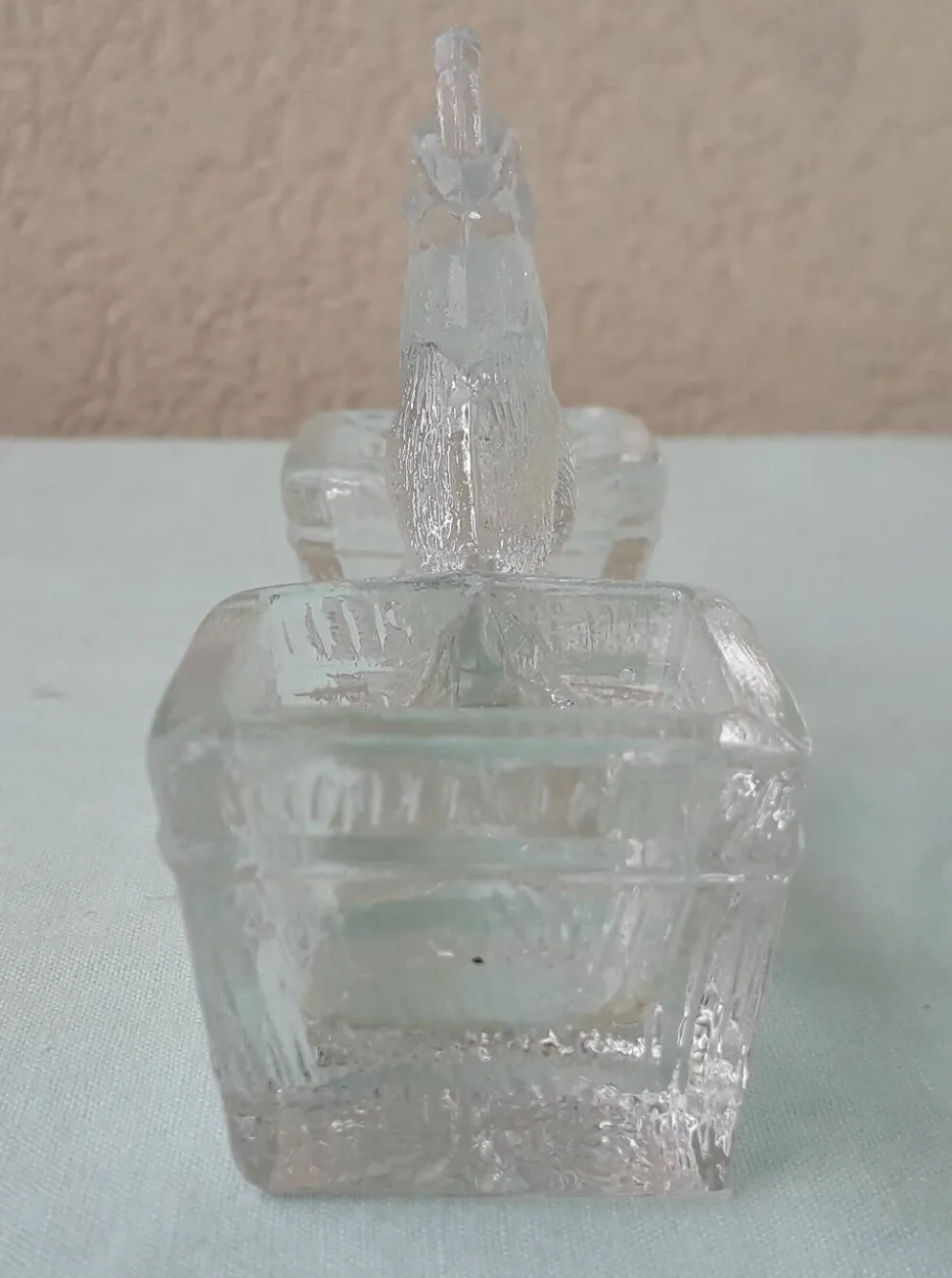 Saleron salière et poivrier en verre coq