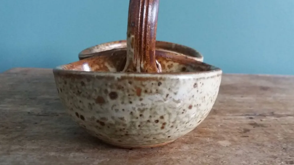 Saleron saucière en grès de Puisaye signée Jean-Pierre Prud’homme