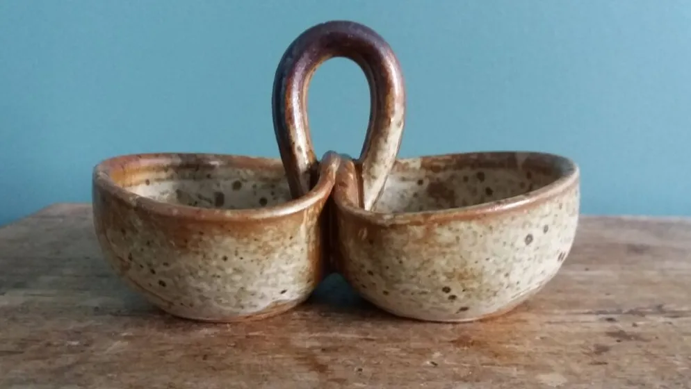 Saleron saucière en grès de Puisaye signée Jean-Pierre Prud’homme