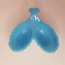 Saleron / serviteur en opaline bleue