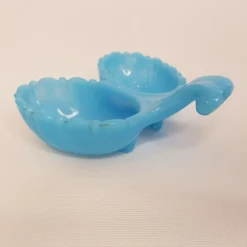 Saleron / serviteur en opaline bleue