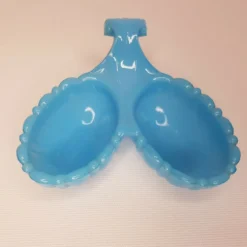 Saleron / serviteur en opaline bleue