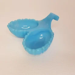 Saleron / serviteur en opaline bleue